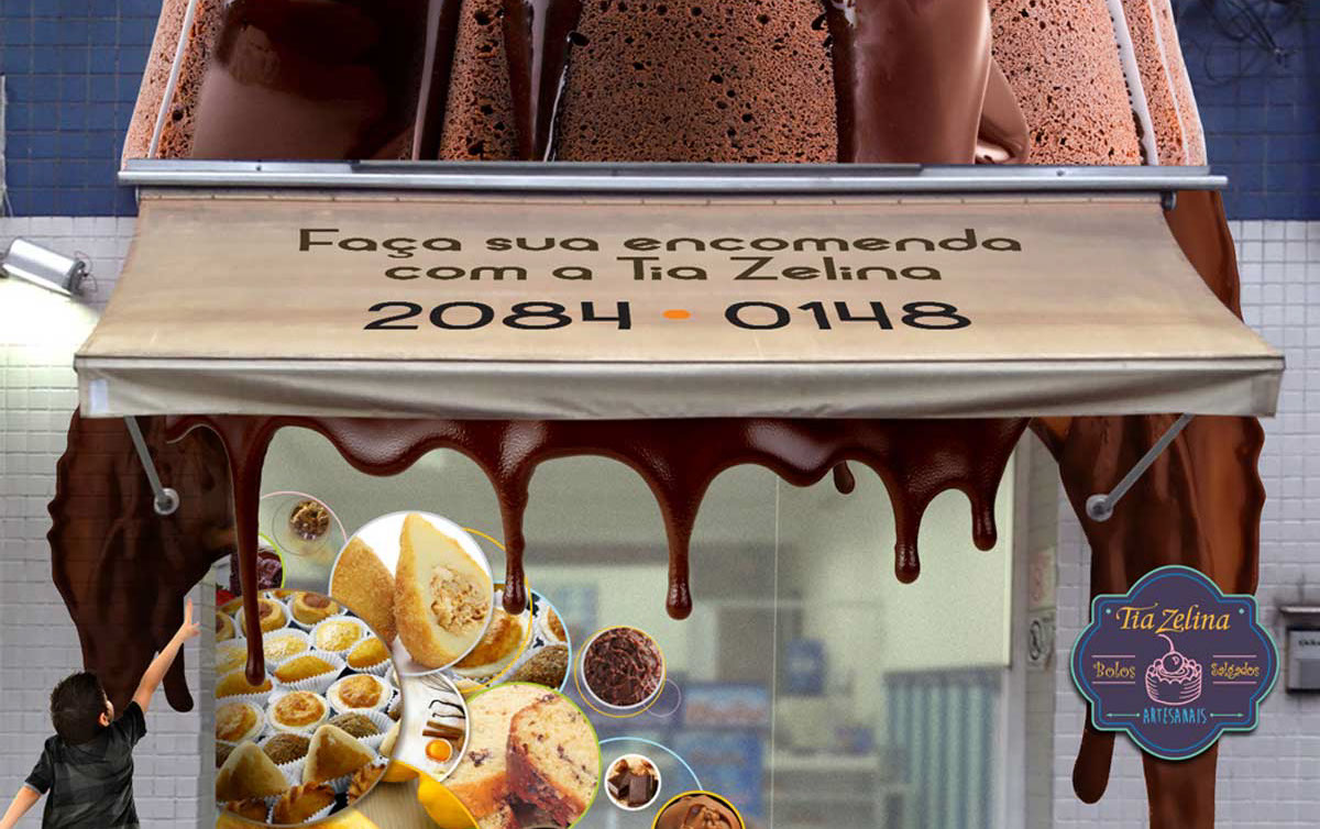 Criação de projetos especiais para decoração e ambientações para lojas de bolos. Adesivação fotográfica personalizada e mockups em alto relevo.