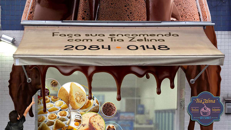 Criação de projetos especiais para decoração e ambientações para lojas de bolos. Adesivação fotográfica personalizada e mockups em alto relevo.