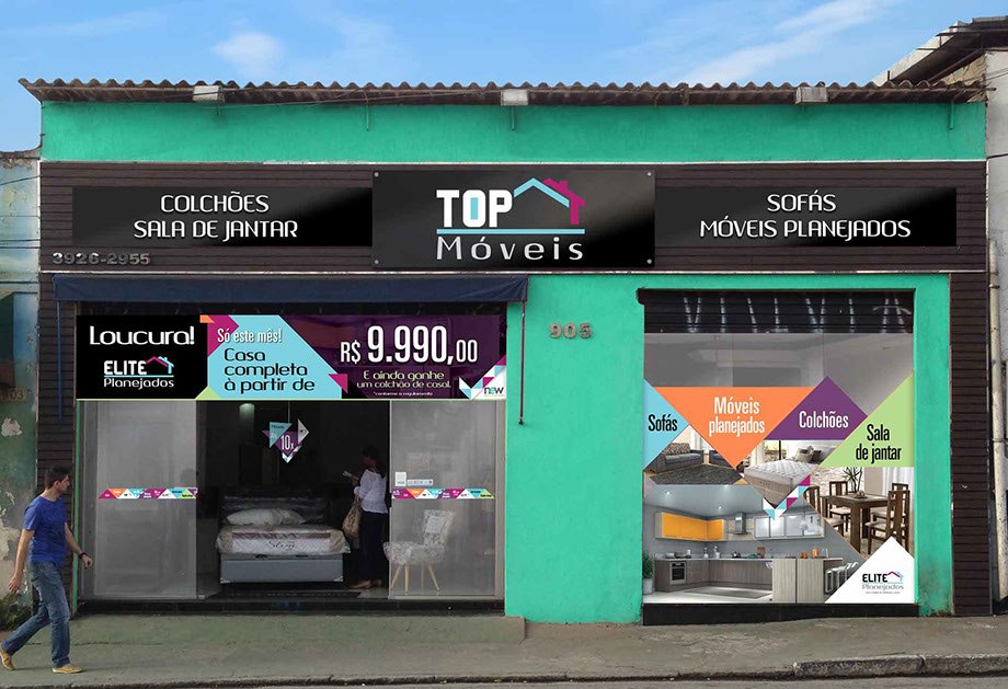 Criação de fachadas fotográficas especiais, ambientações personalizadas, banners , vitrines, faixas.