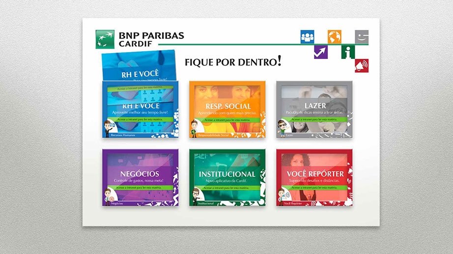 Ambientações e Sinalizações para ambientes corporativos. Quadro displays de comunicados.