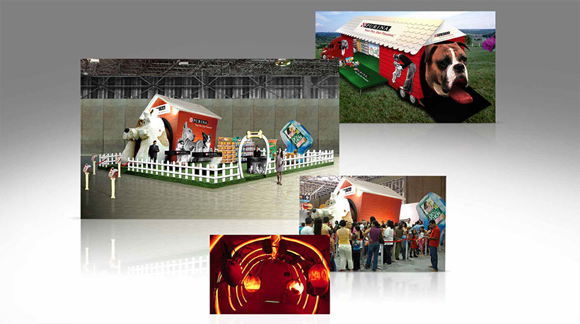 Stand display Purina, com Tour interativo explicando o sistema disgestivo de Pet. Conheça nosso Portfólio Completo!