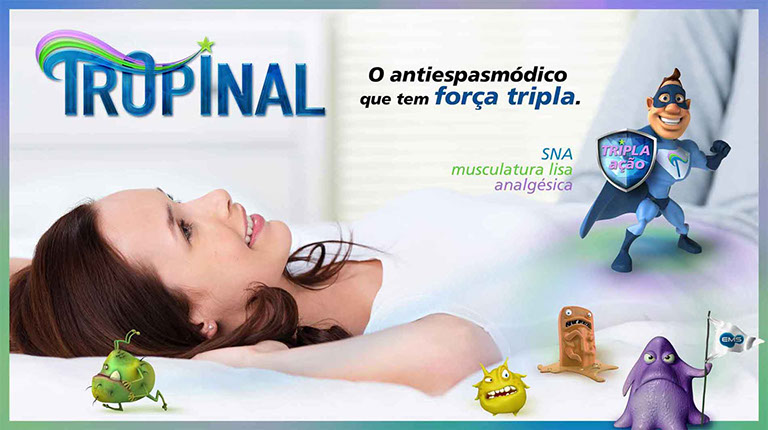 Criação de Conceito de produto antiespamódico do Laboratório EMS. Personagens em 3D.