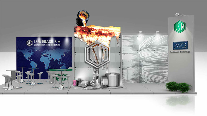 Criação de Comunicação Visual LSM Brasil, com mockups em relevo.