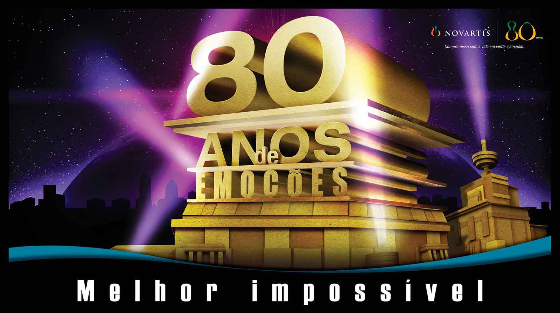 Criação de conceito e comunicação visual para evento de comemoração dos 80 anos do laboratório Novartis.