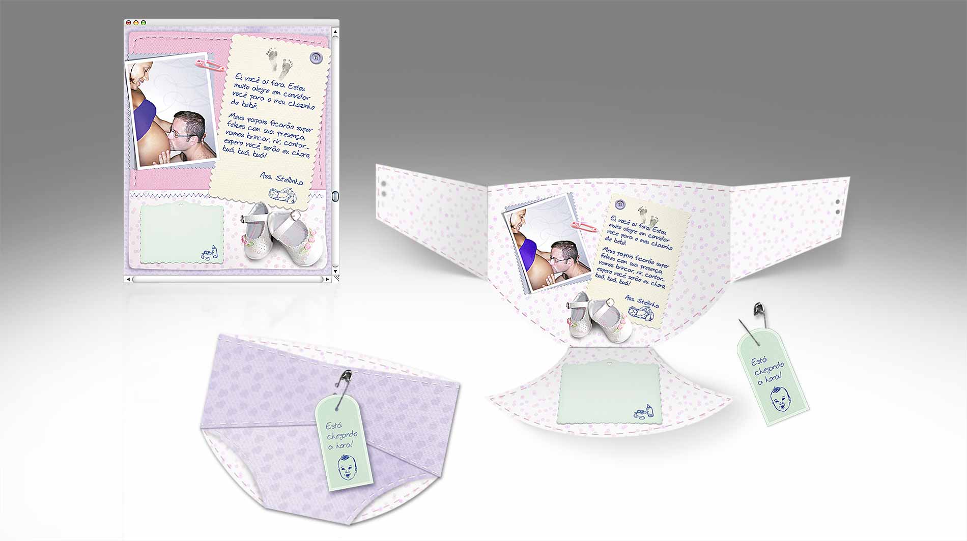 Criação de Convites para Chá de Bebê e Festas. Conheça nosso Portfólio Completo!