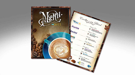 Projetos de Identidade Visual para marcas, menus, folhetos, cartões de visita. Todo material gráfico para sua empresa. 