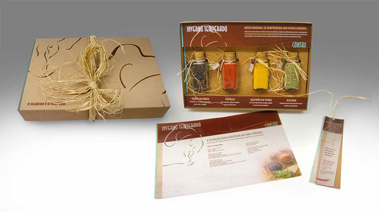 Mkt-Direto | Brinde bem-vindo para ação de inverno da Contax em Campos do jordão. Apresentando a programação do evento.