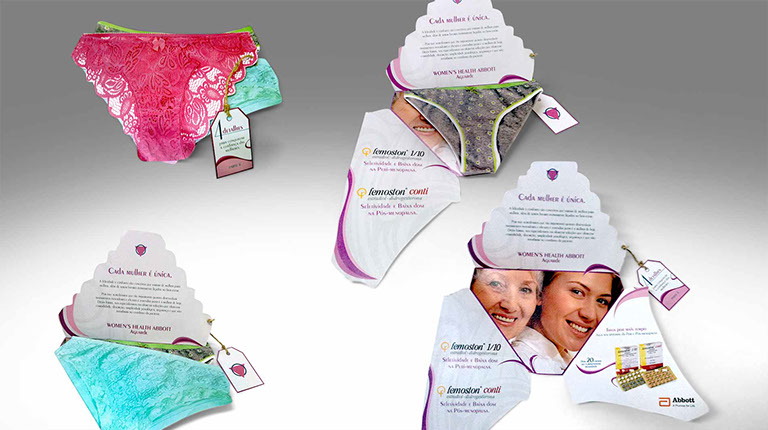 Mkt-Direto | Mala direta de calcinhas, criada para Campanha de saúde feminina do laboratórios Abbott.